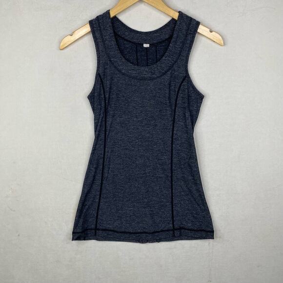 Lululemon Charcoal Gray Ruffle Cool Sleeveless Athletic Tank Top Women's Size 4 - Picture 8 of 8